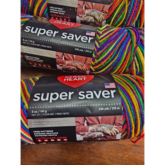 Red Heart Super Saver Yarn Mexicana Color 3 Skeins Acrylic Crochet Craft - Picture 3 of 5